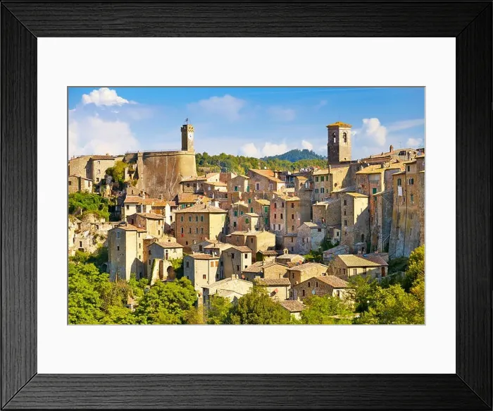 Framed Print : Cityscape of Sorano old town, Tuscany, Italy Framed Print : Cityscape of Sorano old town, Tuscany, Italy