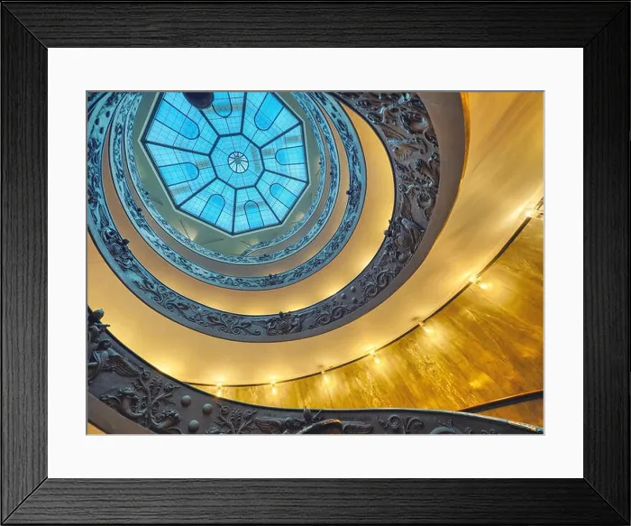 Framed Print : The Bramante Staircase is a double helix, having two staircases allowing people to ascend without meeting people descending Framed Print : The Bramante Staircase is a double helix, having two staircases allowing people to ascend without meeting people descending