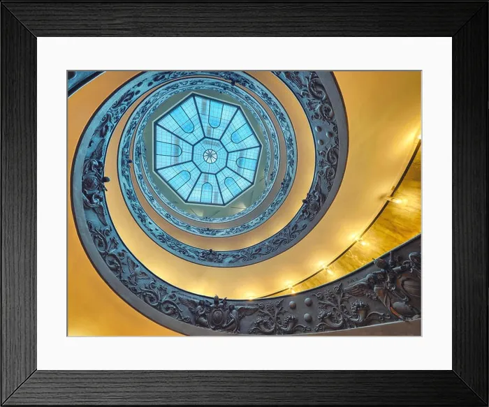 Framed Print : The Bramante Staircase is a double helix, having two staircases allowing people to ascend without meeting people descending Framed Print : The Bramante Staircase is a double helix, having two staircases allowing people to ascend without meeting people descending