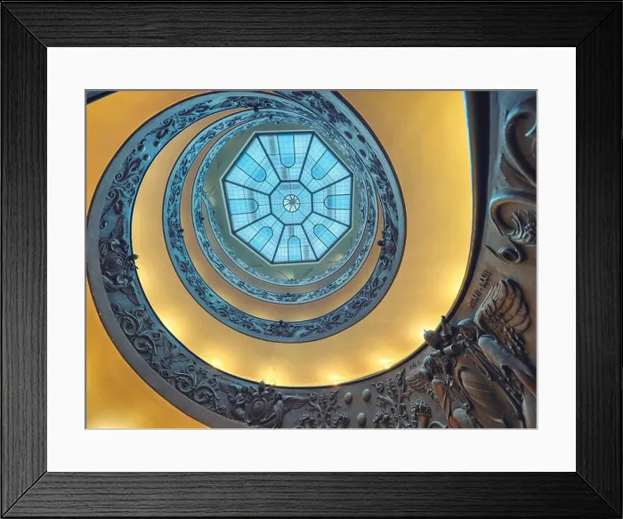 Framed Print : The Bramante Staircase is a double helix, having two staircases allowing people to ascend without meeting people descending Framed Print : The Bramante Staircase is a double helix, having two staircases allowing people to ascend without meeting people descending