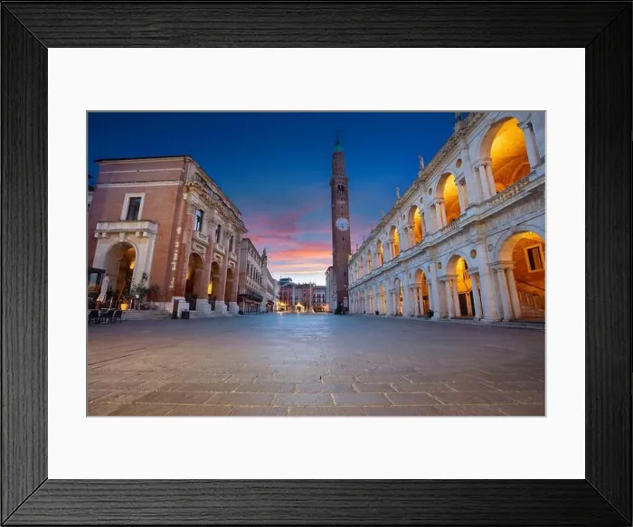 Framed Print : Vicenza, Italy. Cityscape image of historical centre of Vicenza, Italy with old square ( Piazza dei Signori) at sunrise Framed Print : Vicenza, Italy. Cityscape image of historical centre of Vicenza, Italy with old square ( Piazza dei Signori) at sunrise