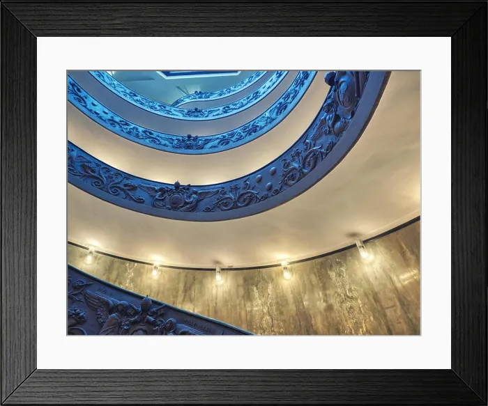 Framed Print : The Bramante Staircase is a double helix, having two staircases allowing people to ascend without meeting people descending Framed Print : The Bramante Staircase is a double helix, having two staircases allowing people to ascend without meeting people descending