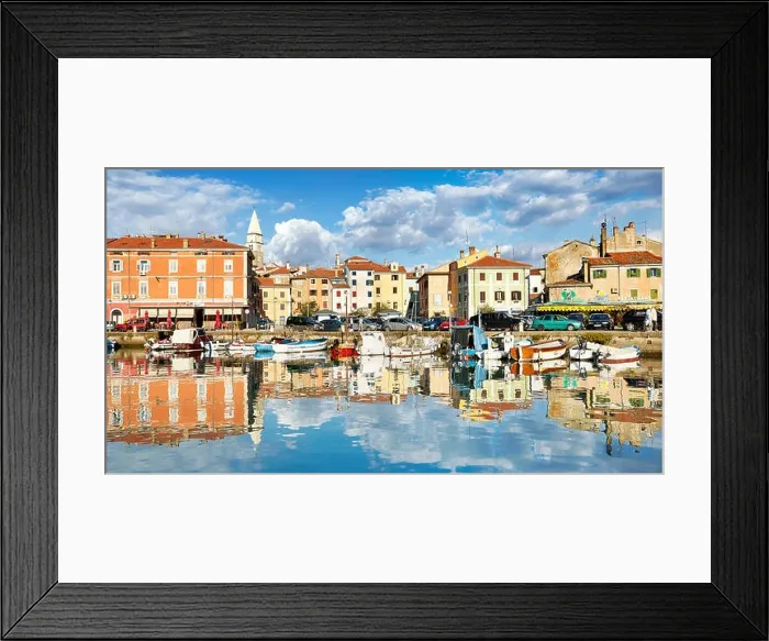 Framed Print : View at Harbor and old town of Izola, Slovenia Framed Print : View at Harbor and old town of Izola, Slovenia