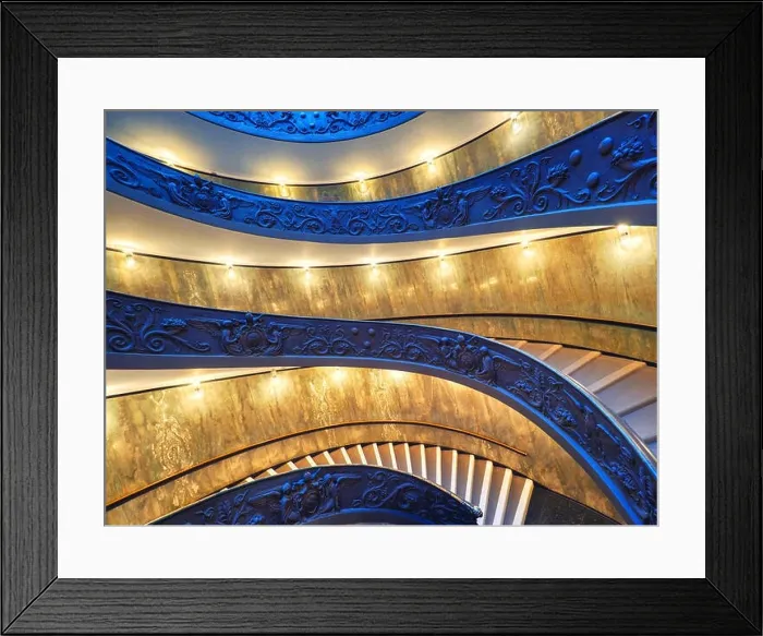 Framed Print : The Bramante Staircase is a double helix, having two staircases allowing people to ascend without meeting people descending Framed Print : The Bramante Staircase is a double helix, having two staircases allowing people to ascend without meeting people descending