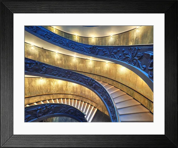 Framed Print : The Bramante Staircase is a double helix, having two staircases allowing people to ascend without meeting people descending Framed Print : The Bramante Staircase is a double helix, having two staircases allowing people to ascend without meeting people descending