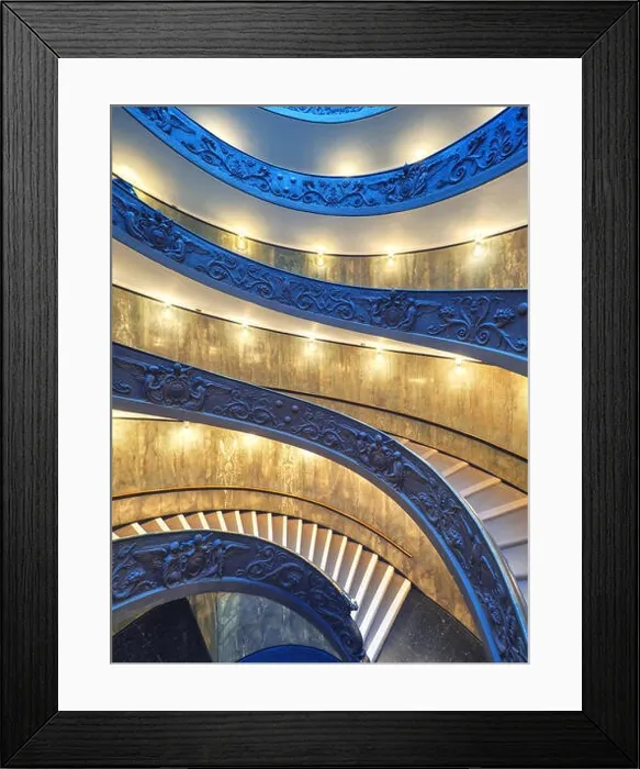 Framed Print : The Bramante Staircase is a double helix, having two staircases allowing people to ascend without meeting people descending Framed Print : The Bramante Staircase is a double helix, having two staircases allowing people to ascend without meeting people descending
