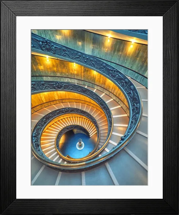 Framed Print : The Bramante Staircase is a double helix, having two staircases allowing people to ascend without meeting people descending Framed Print : The Bramante Staircase is a double helix, having two staircases allowing people to ascend without meeting people descending