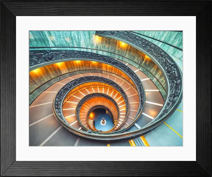 Framed Print : The Bramante Staircase is a double helix, having two staircases allowing people to ascend without meeting people descending