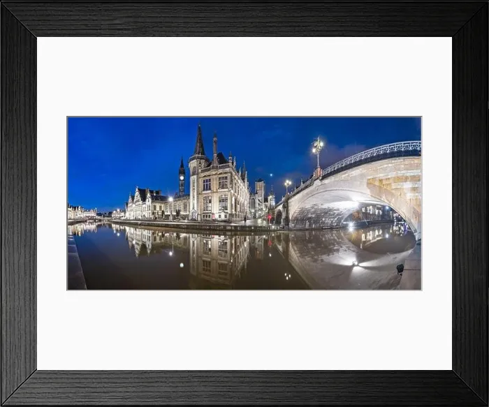 Framed Print : Ghent, Belgium old town cityscape from the Graslei are at dawn Framed Print : Ghent, Belgium old town cityscape from the Graslei are at dawn
