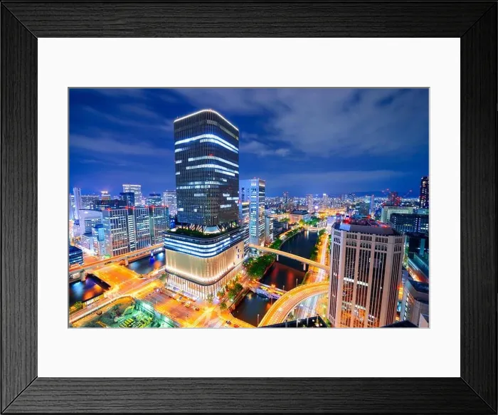 Framed Print : Osaka, Japan nighttime cityscape from above Framed Print : Osaka, Japan nighttime cityscape from above