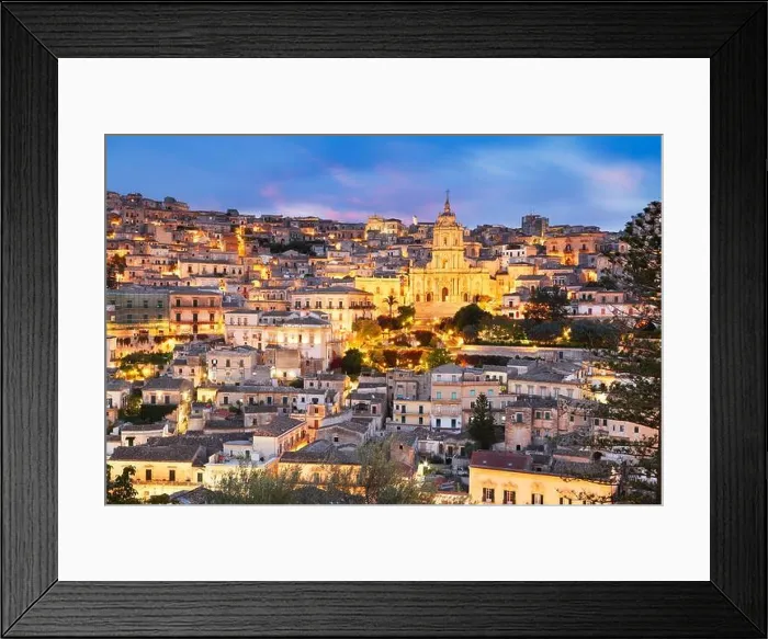 Framed Print : Modica, Sicily, Italy with the Cathedral of San Giorgio at twilight Framed Print : Modica, Sicily, Italy with the Cathedral of San Giorgio at twilight