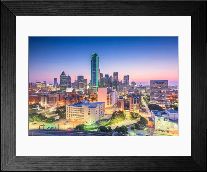 Framed Print : Dallas, Texas, USA downtown city skyline at twilight Framed Print : Dallas, Texas, USA downtown city skyline at twilight