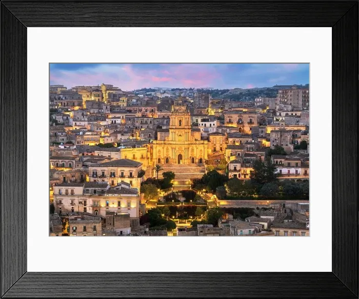 Framed Print : Modica, Sicily, Italy with the Cathedral of San Giorgio at twilight Framed Print : Modica, Sicily, Italy with the Cathedral of San Giorgio at twilight