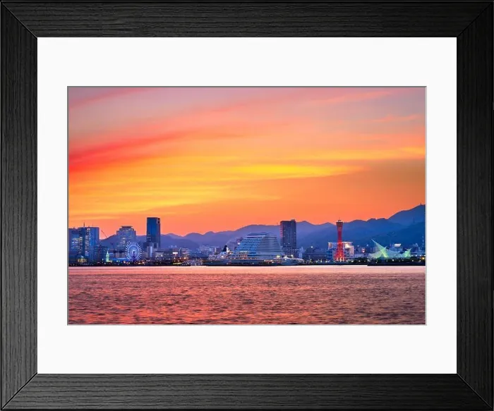Framed Print : Kobe, Japan port skyline at dusk Framed Print : Kobe, Japan port skyline at dusk