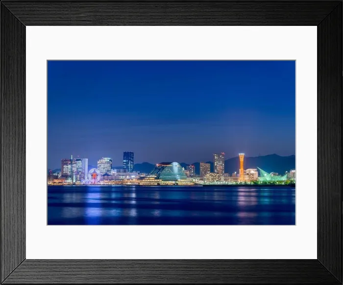Framed Print : Kobe, Japan port skyline at dusk