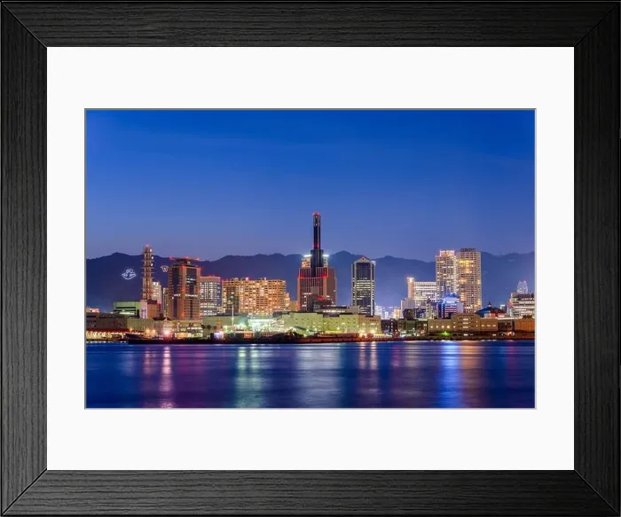 Framed Print : Kobe, Japan port skyline at dusk Framed Print : Kobe, Japan port skyline at dusk