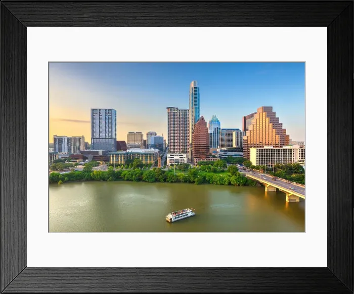 Framed Print : Austin, Texas, USA downtown city skyline on the Colorado River at dusk Framed Print : Austin, Texas, USA downtown city skyline on the Colorado River at dusk