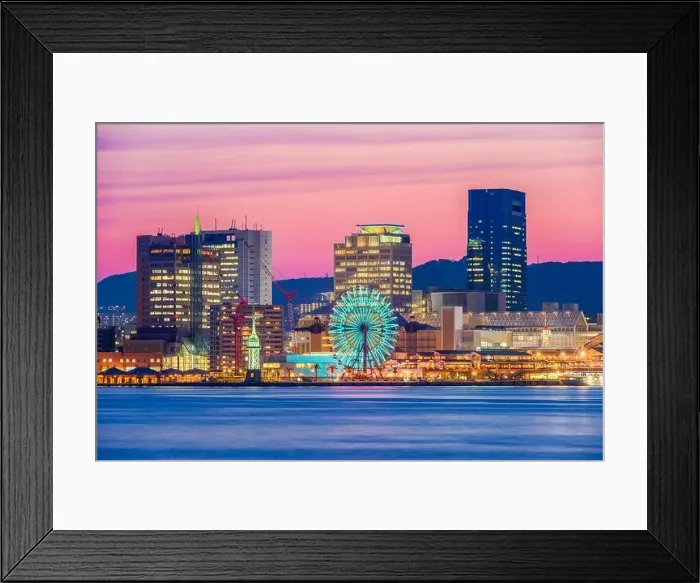 Framed Print : Kobe, Japan port skyline at dusk Framed Print : Kobe, Japan port skyline at dusk