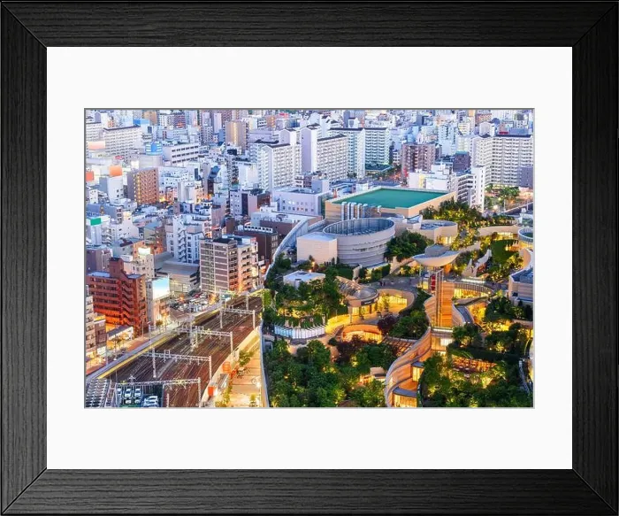 Framed Print : Namba Parks, Osaka, Japan cityscape and view Framed Print : Namba Parks, Osaka, Japan cityscape and view