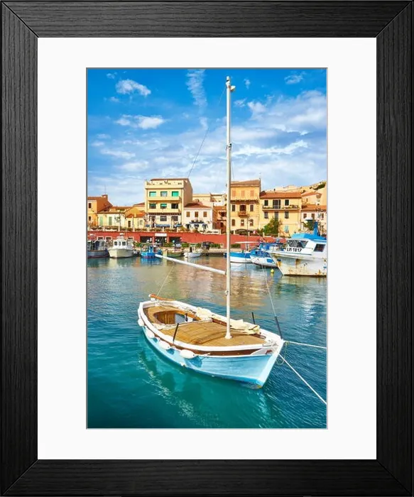 Framed Print : La Maddalena, view of the town and harbor, La Maddalena Island, Sardinia, Italy