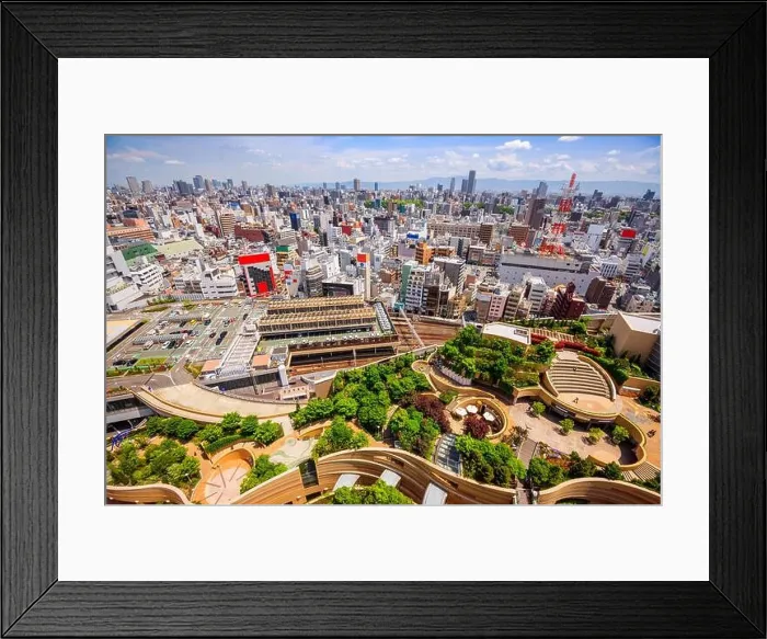 Framed Print : Namba Parks, Osaka, Japan cityscape and view Framed Print : Namba Parks, Osaka, Japan cityscape and view