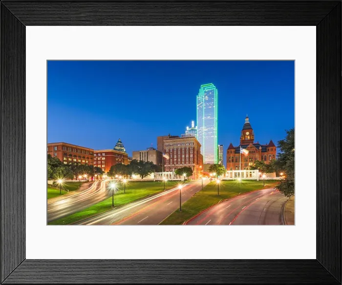 Framed Print : Dallas, Texas, USA skyline over Dealey Plaza at twilight Framed Print : Dallas, Texas, USA skyline over Dealey Plaza at twilight
