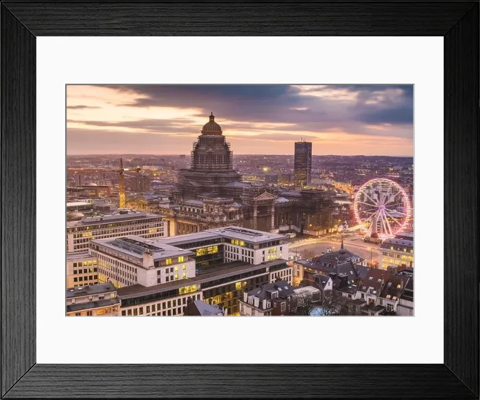 Framed Print : Brussels, Belgium cityscape at Palais de Justice during dusk Framed Print : Brussels, Belgium cityscape at Palais de Justice during dusk