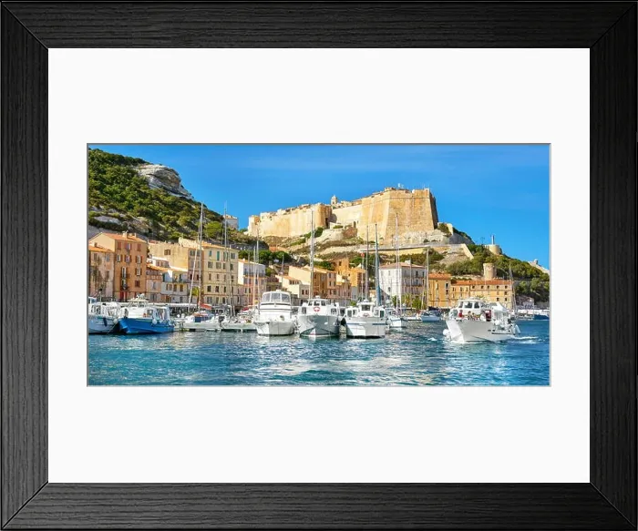 Framed Print : Bonifacio harbour and citadel, Corsica Island, France Framed Print : Bonifacio harbour and citadel, Corsica Island, France