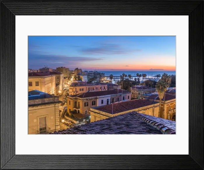 Framed Print : Syracuse, Sicily, Italy rooftop view at dusk Framed Print : Syracuse, Sicily, Italy rooftop view at dusk