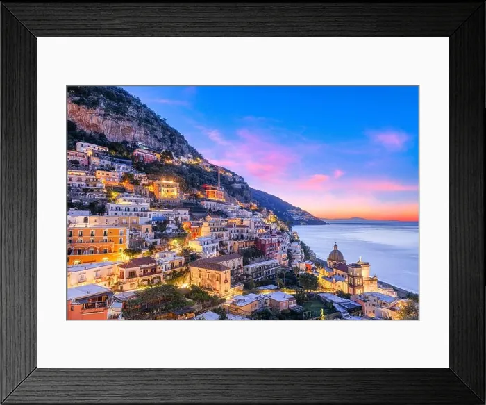 Framed Print : Positano, Italy along the Amalfi Coast at dusk Framed Print : Positano, Italy along the Amalfi Coast at dusk