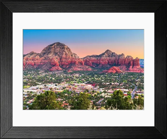 Framed Print : Sedona, Arizona, USA downtown cityscape and mountains Framed Print : Sedona, Arizona, USA downtown cityscape and mountains
