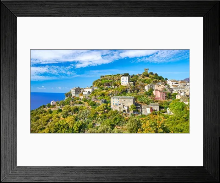 Framed Print : Nonza, small mountain village, Cap Corse, Corsica Island, France Framed Print : Nonza, small mountain village, Cap Corse, Corsica Island, France