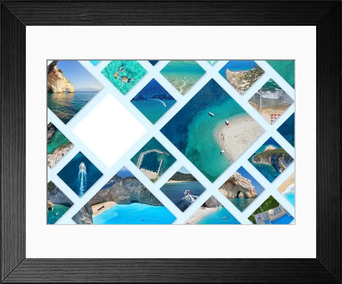 Framed Print : Photo collage Greece. Greek Islands. Zakynthos, Marathonisi, Blue Caves, Navagio Beach. Travel concept Framed Print : Photo collage Greece. Greek Islands. Zakynthos, Marathonisi, Blue Caves, Navagio Beach. Travel concept