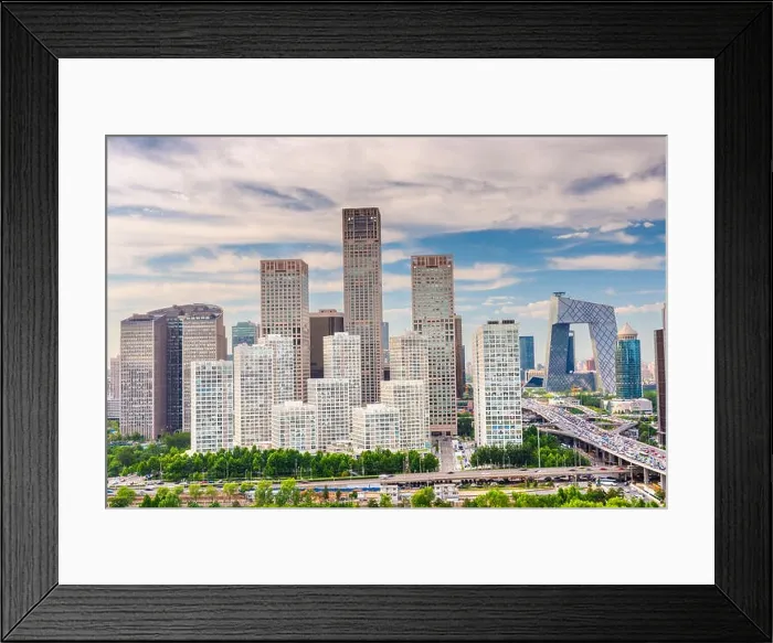 Framed Print : Beijing, China modern financial district skyline on a nice day with blue sky Framed Print : Beijing, China modern financial district skyline on a nice day with blue sky