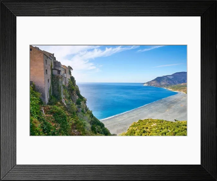 Framed Print : Black beach in Nonza, small village at the Cap Corse, Corsica Island, France Framed Print : Black beach in Nonza, small village at the Cap Corse, Corsica Island, France
