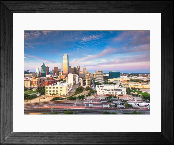 Framed Print : Dallas, Texas, USA downtown city skyline at twilight Framed Print : Dallas, Texas, USA downtown city skyline at twilight