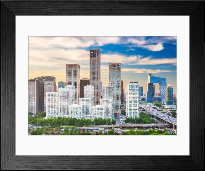 Framed Print : Beijing, China modern financial district skyline on a nice day with blue sky Framed Print : Beijing, China modern financial district skyline on a nice day with blue sky