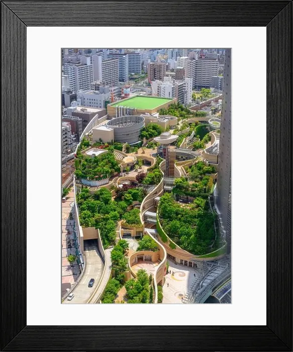 Framed Print : Namba Parks, Osaka, Japan cityscape and view