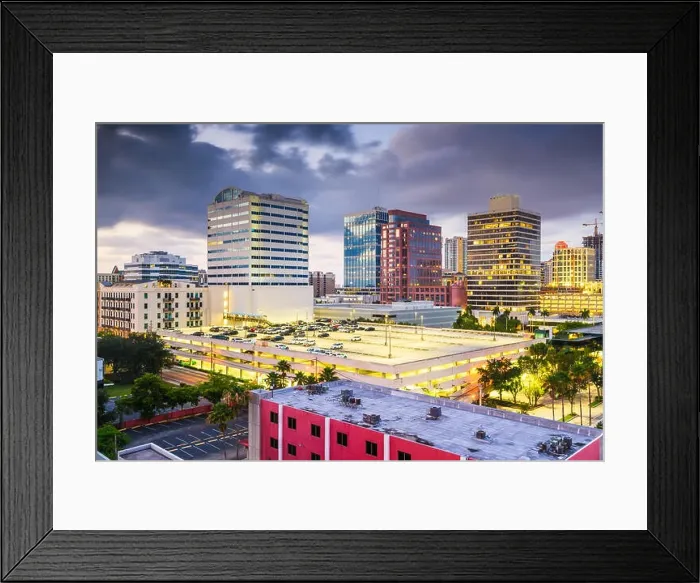 Framed Print : Ft. Lauderdale, Florida, USA downtown cityscape at dusk Framed Print : Ft. Lauderdale, Florida, USA downtown cityscape at dusk