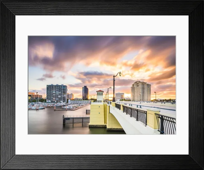 Framed Print : West Palm Beach, Florida, USA skyline on the Intracoastal Waterway at twilight Framed Print : West Palm Beach, Florida, USA skyline on the Intracoastal Waterway at twilight