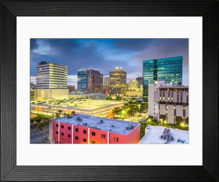 Framed Print : Ft. Lauderdale, Florida, USA downtown cityscape at dusk Framed Print : Ft. Lauderdale, Florida, USA downtown cityscape at dusk