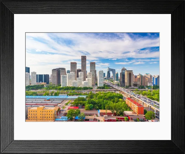 Framed Print : Beijing, China modern financial district skyline on a nice day with blue sky Framed Print : Beijing, China modern financial district skyline on a nice day with blue sky