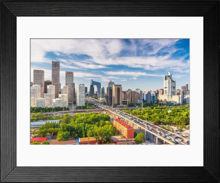 Framed Print : Beijing, China modern financial district skyline on a nice day with blue sky Framed Print : Beijing, China modern financial district skyline on a nice day with blue sky
