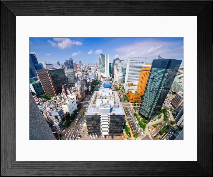Framed Print : Osaka, Japan cityscape overlooking the Umeda District