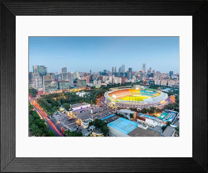 Framed Print : Beijing, China skyline and stadium at dusk Framed Print : Beijing, China skyline and stadium at dusk