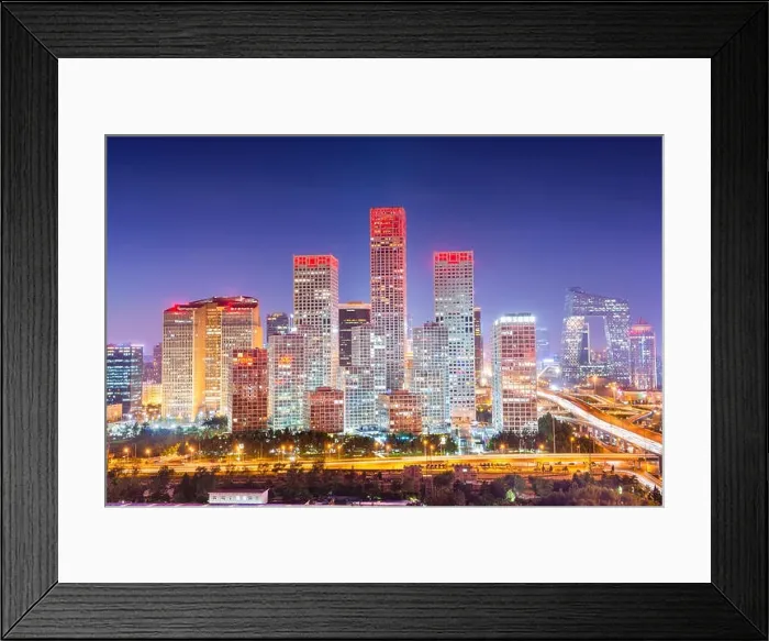 Framed Print : Beijing, China modern financial district skyline on a nice day with blue sky Framed Print : Beijing, China modern financial district skyline on a nice day with blue sky