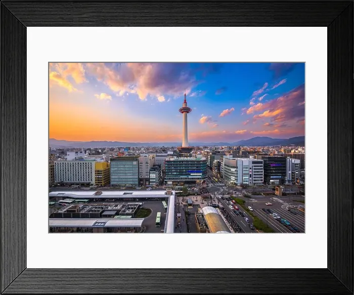 Framed Print : Kyoto, Japan cityscape at Kyoto Tower at golden hour Framed Print : Kyoto, Japan cityscape at Kyoto Tower at golden hour