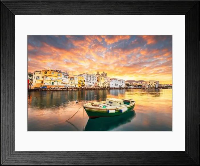 Framed Print : Ischia Island, Naples, Italy on the Mediterranean coast at sunset Framed Print : Ischia Island, Naples, Italy on the Mediterranean coast at sunset