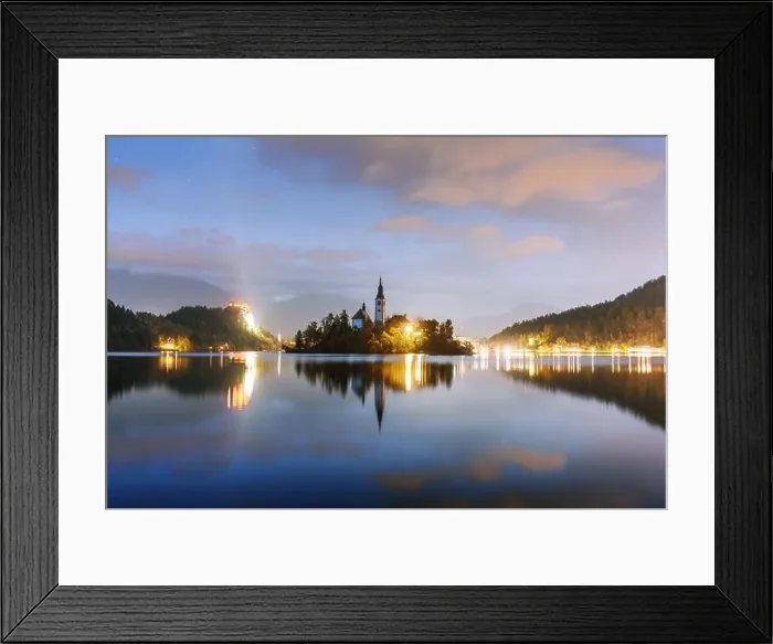 Framed Print : Evening autumn view of Bled lake in Julian Alps, Slovenia. Pilgrimage church of the Assumption of Maria on a foreground. Landscape photography Framed Print : Evening autumn view of Bled lake in Julian Alps, Slovenia. Pilgrimage church of the Assumption of Maria on a foreground. Landscape photography