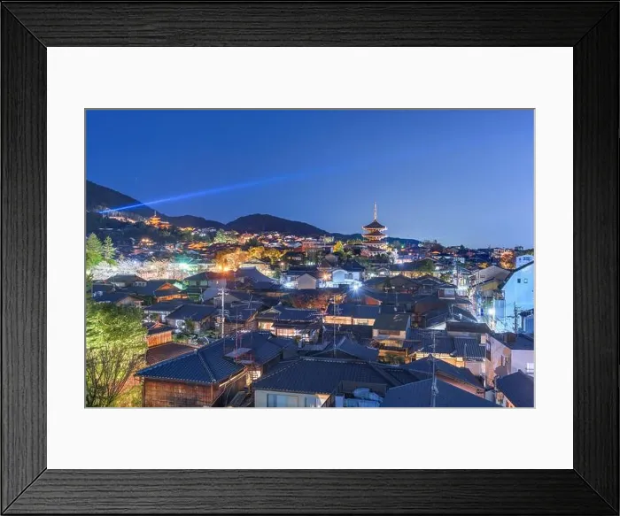 Framed Print : Kyoto, Japan rooftop cityscape in Higashiyama historic district at night Framed Print : Kyoto, Japan rooftop cityscape in Higashiyama historic district at night